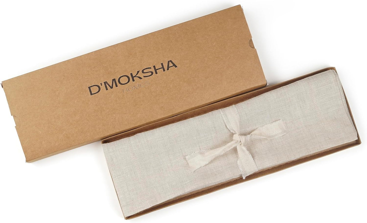 D'Moksha Homes Linen Light Natural Table Runner 84 Inches Long - 100% Pure Linen 14 x 84 Inch Table Runner for Dining, Fall, Autumn and Halloween - Machine Washable