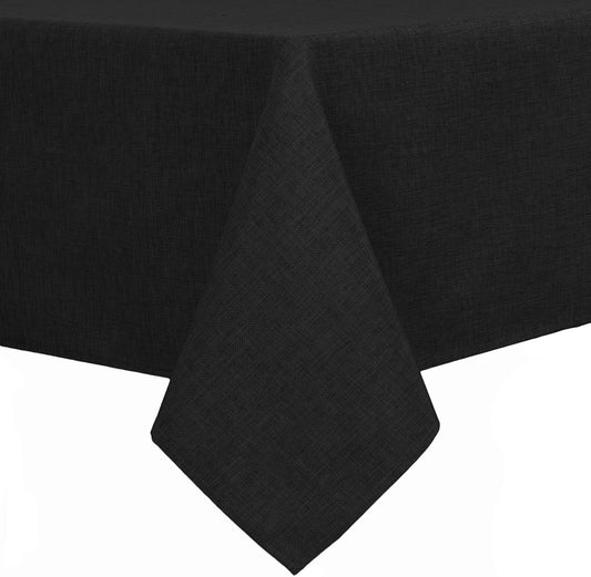 Hiasan Faux Linen Square Tablecloth - Wrinkle and Stain Resistant Washable Table Cloth for Kitchen Dining Room Holiday Table Cover for Party Dinner, Black, 60 x 60 Inch