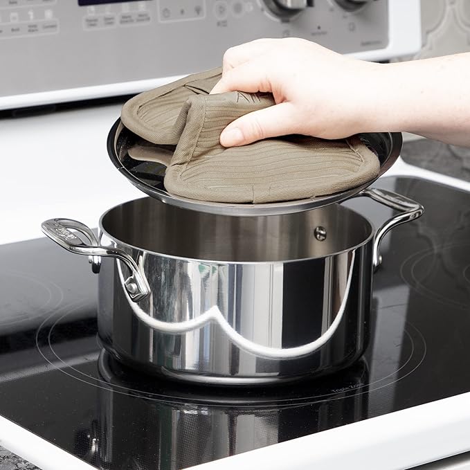 All-Clad Premium Pot Holder & Hot Pad: Heat Resistant to 500 Degrees - 100% Cotton, 10"x6.25" Hot Pad for Kitchen and Barbeque, (1-Pack), Titanium