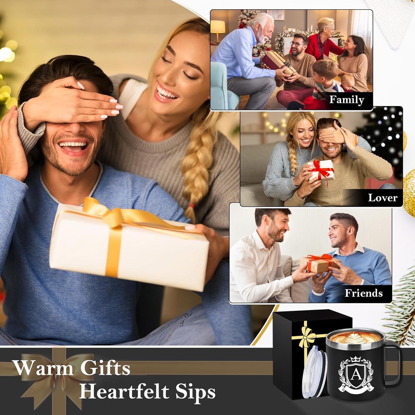 MNZZ Personalized 14 Oz Insulated Coffee Mug with Lid Travel Large Cup Men Husband Gifts for Him 9 11 12 13 15 16 17 18 19 22 39 44 Silk Appliance Tin Pottery Linen Lace Crystal Silver China Pearl,U