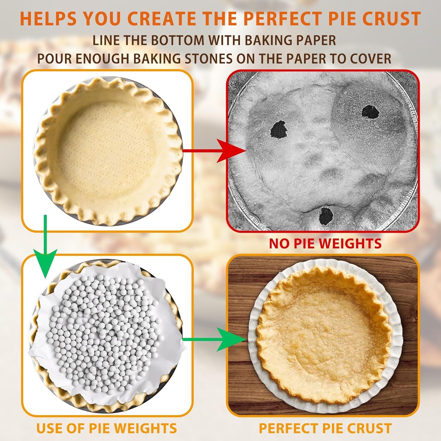 MOBYKE 2.2 LB Ceramic Pie Weights for Blind Baking With Storage Box - Natural Stoneware Beads for Baking Crust