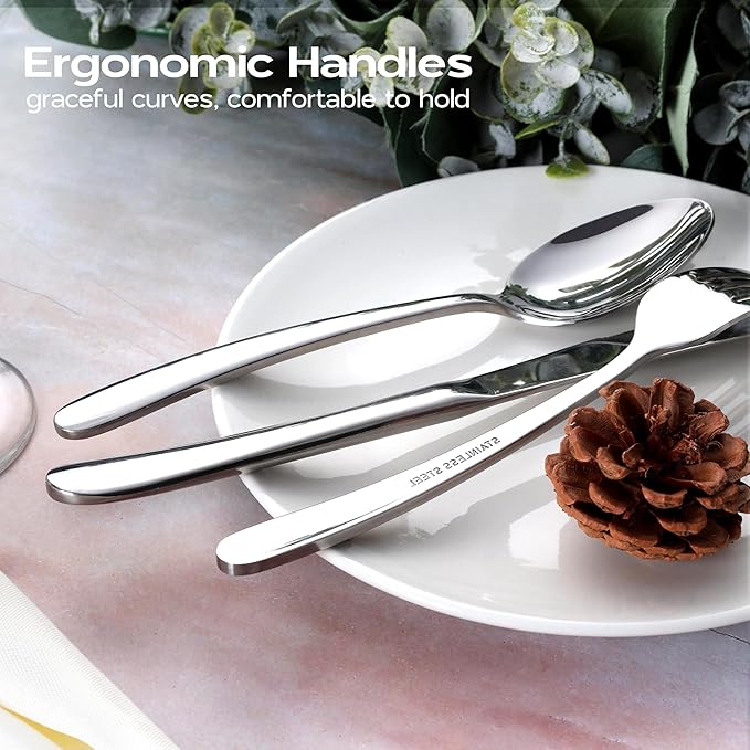 Onader 40 Piece Heavy Duty Silverware, Flatware Set for 8, Stainless Steel Cutlery Set