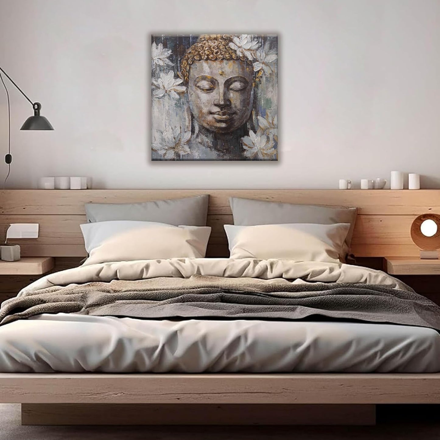 Canvas Wall Art Brown Wall Art Decor Buddha Wall Decor Aesthetic Art Work for Wall Decor 13"x13" Modern Home Decor Wall Prints Small Wall Art Decor for Bedroom Bathroom Room Kitchen Wall Decor