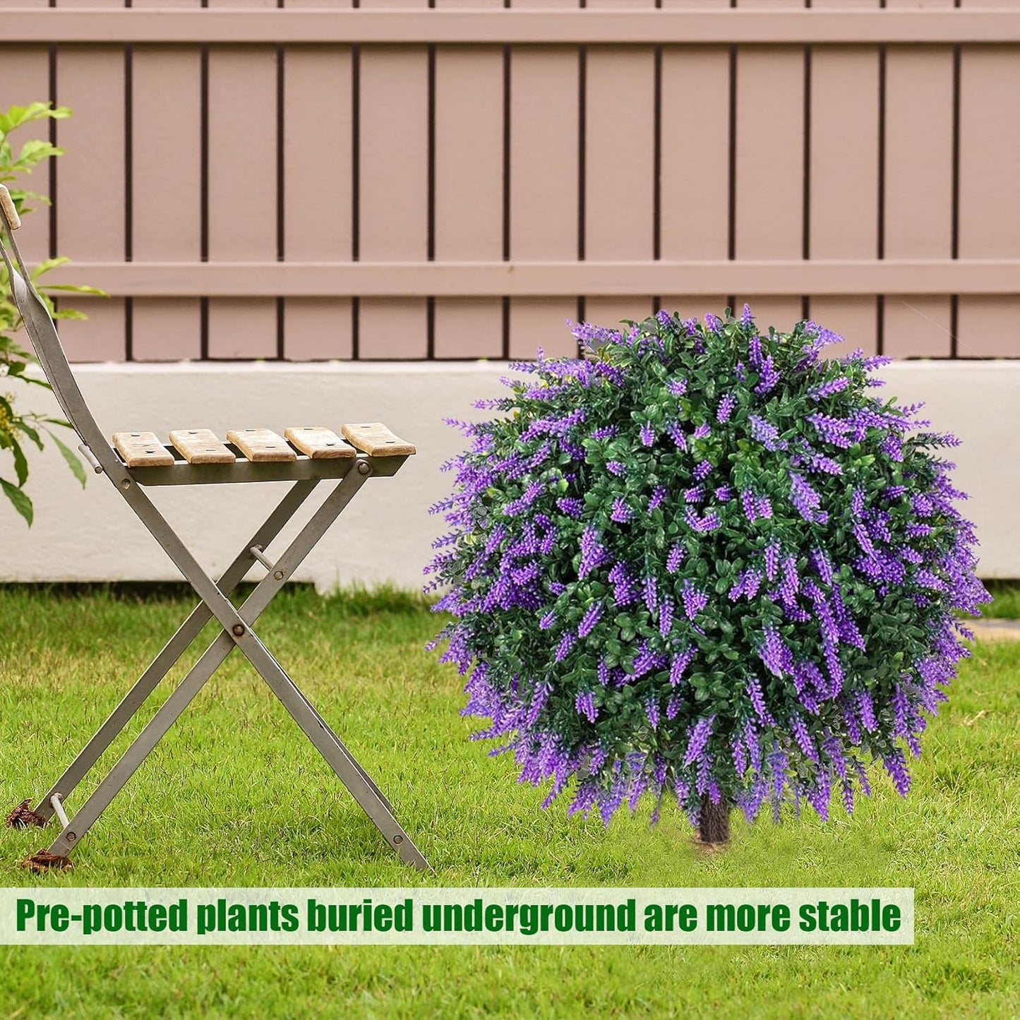 Real Touch 24" Artificial Lavender Trees (2-Pack) – Lifelike UV-Resistant Artificial Plant Featuring a Natural Wood Trunk – Perfect for Front Porch, Patio & Home Decor