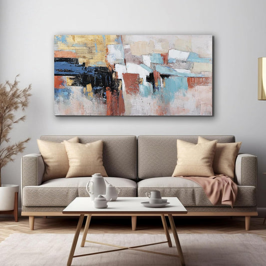 Canvas Wall Art Decor Modern Large Wall Art For Living Room Abstract Art Blue Gold Wall Art Decor Canvas Art Work Colorful Abstract Wall Art Prints For Bedroom Office Kitchen Wall Decor 20" x 40"