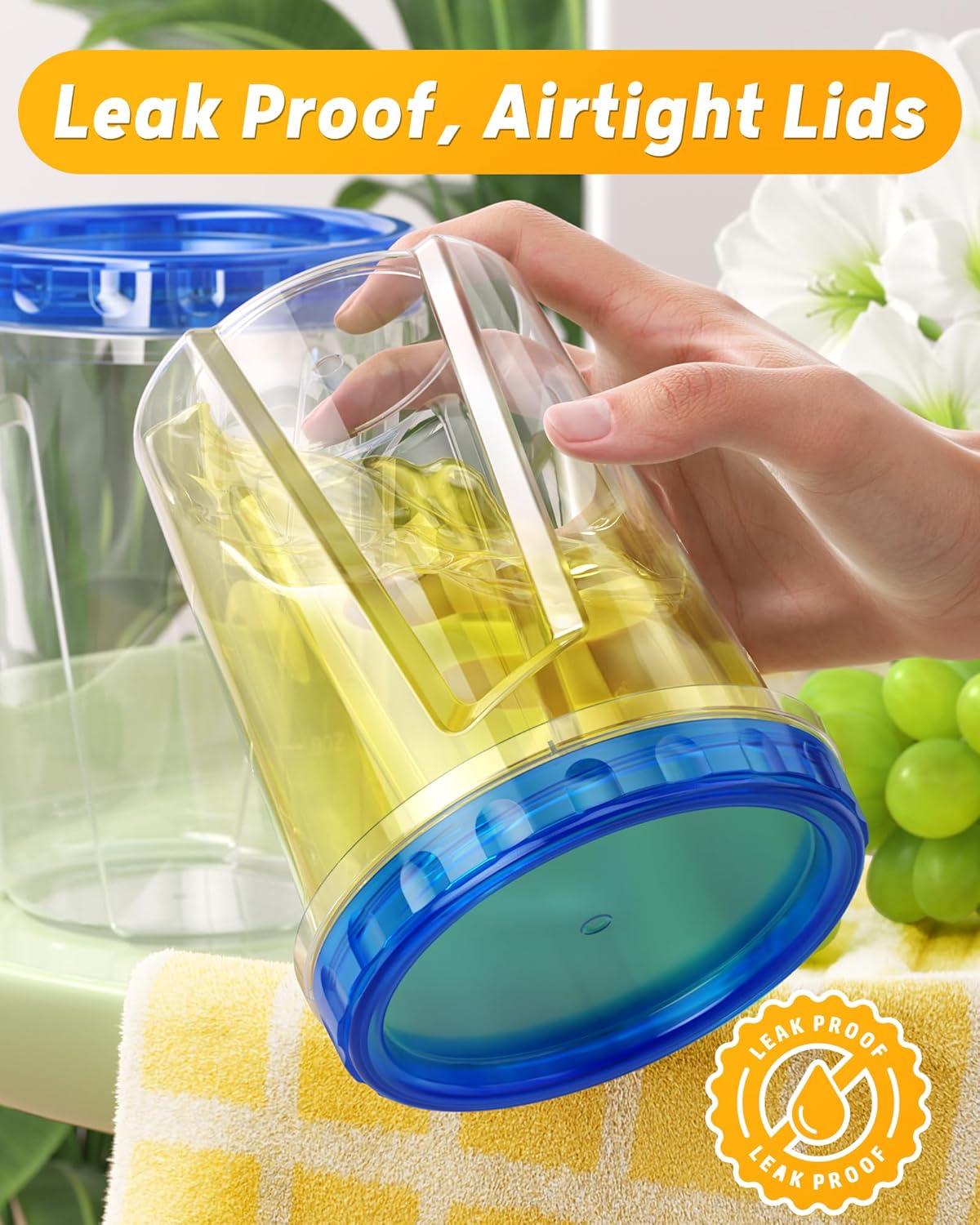 12 Pack-34 oz Freezer Storage Containers, Plastic Food Storage Containers with Twist Top Lids, BPA Free and Reusable Soup Containers with Lids, Leakproof/Microwave/Dishwasher Safe