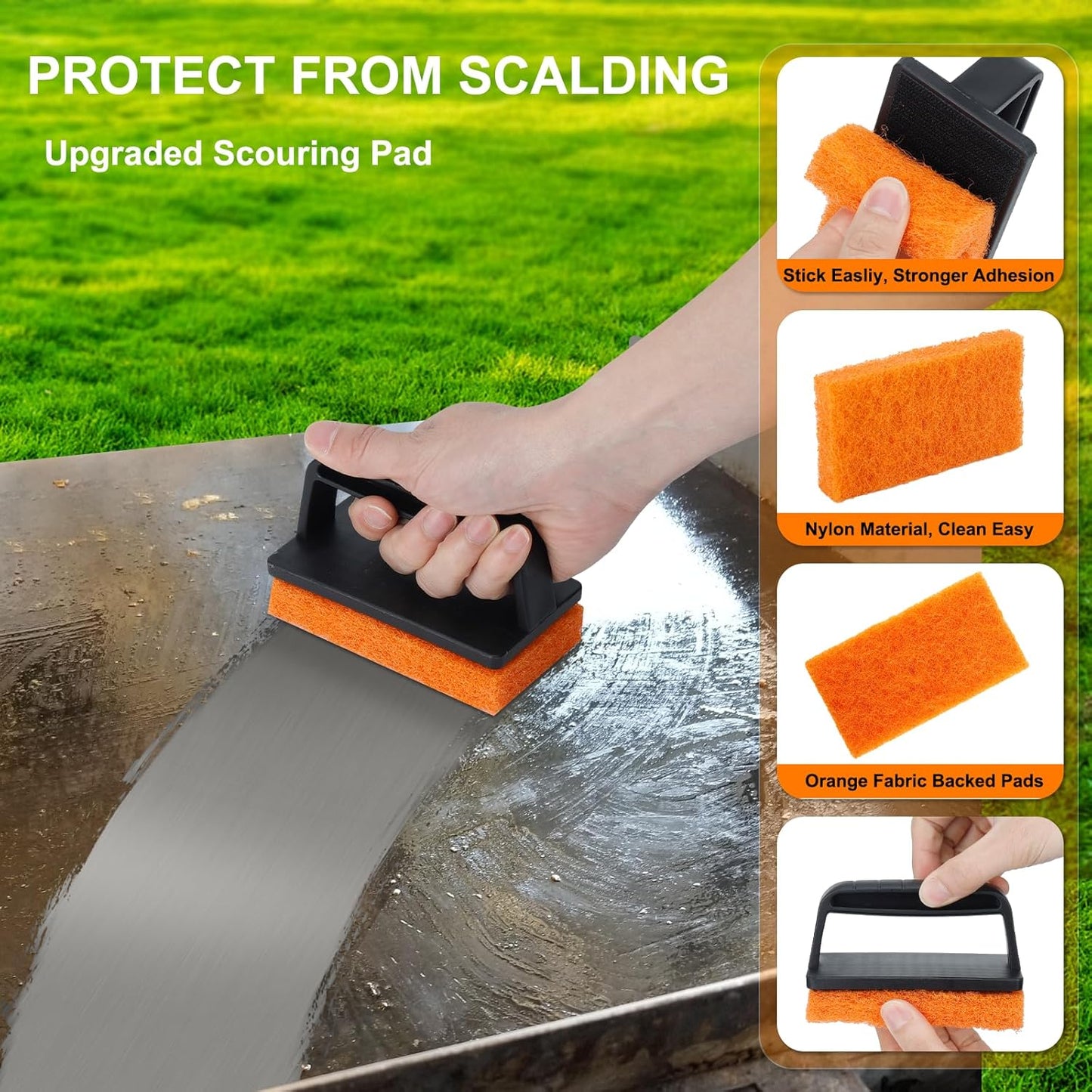 Griddle Cleaning Kit Compatible with Blackstone - Flat Top Grill Cleaner Grill Cleaning Kit with Grill Brick, Griddle Scraper & Grill Brush, Griddle Accessories Kit to Remove Stain