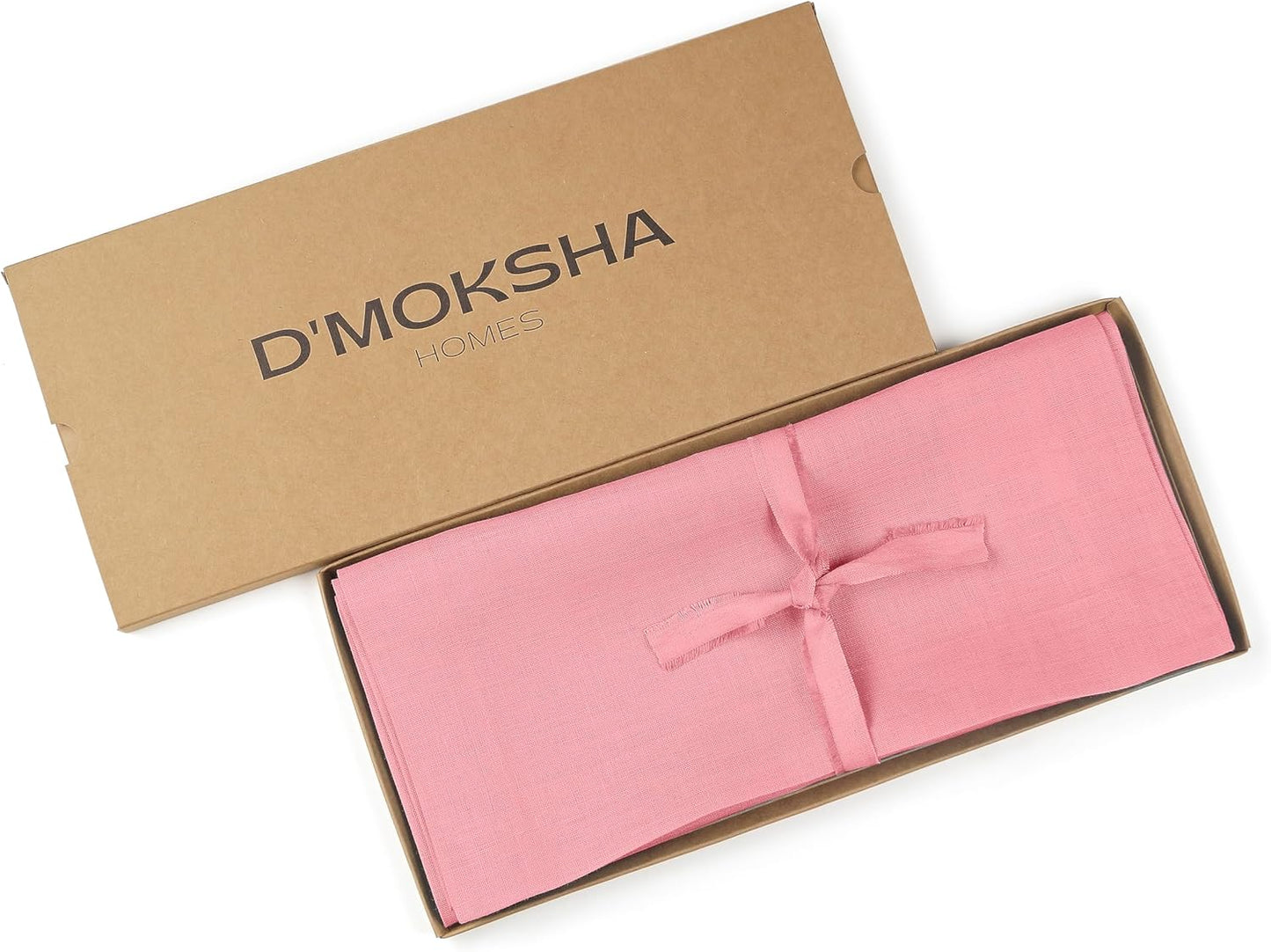 D'Moksha Homes Linen Table Runner 48 Inches - 100% Pure Linen Dusty Pink Table Runner 14 x 48 Inch for Coffee Tables, Dresser, Fall, Autumn and Halloween - Machine Washable