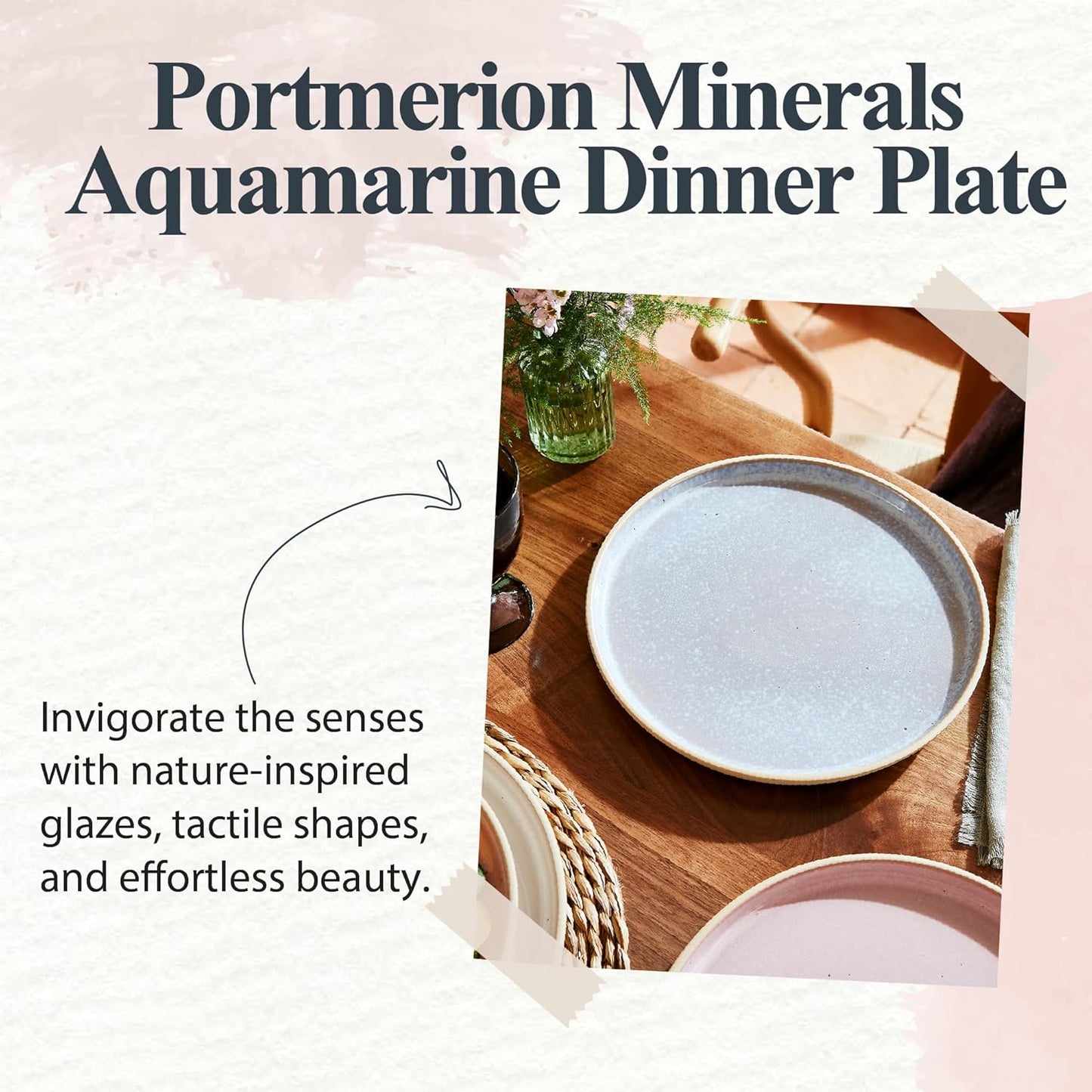 Portmeirion Minerals 10.5" Dinner Plate, Moonstone (Set of 4) - Contemporary Stoneware Platter, Stylish for Dining, Microwave & Dishwasher Safe - Ideal for Kitchen Entertainment, Made in Portugal