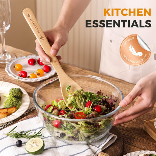 Wooden Spoons for Cooking Kitchen Utensils Set 6 pcs Bamboo Wooden Spoons & Spatula Cooking Utensils