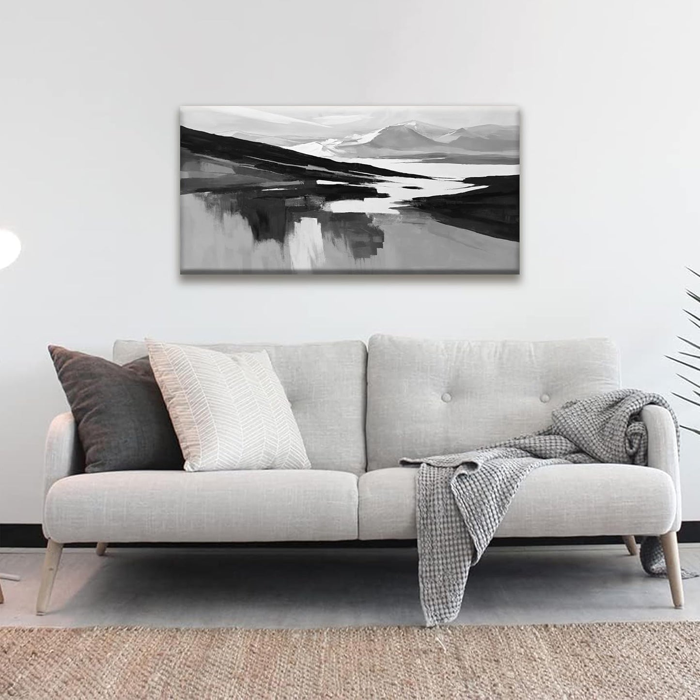 Abstract Canvas Art Wall Decor Black White Wall Art Painting Abstract Black Wall Art Prints Minimalist Decor Artwork For Bedroom Kitchen Office Bathroom Artwork 20"×40"