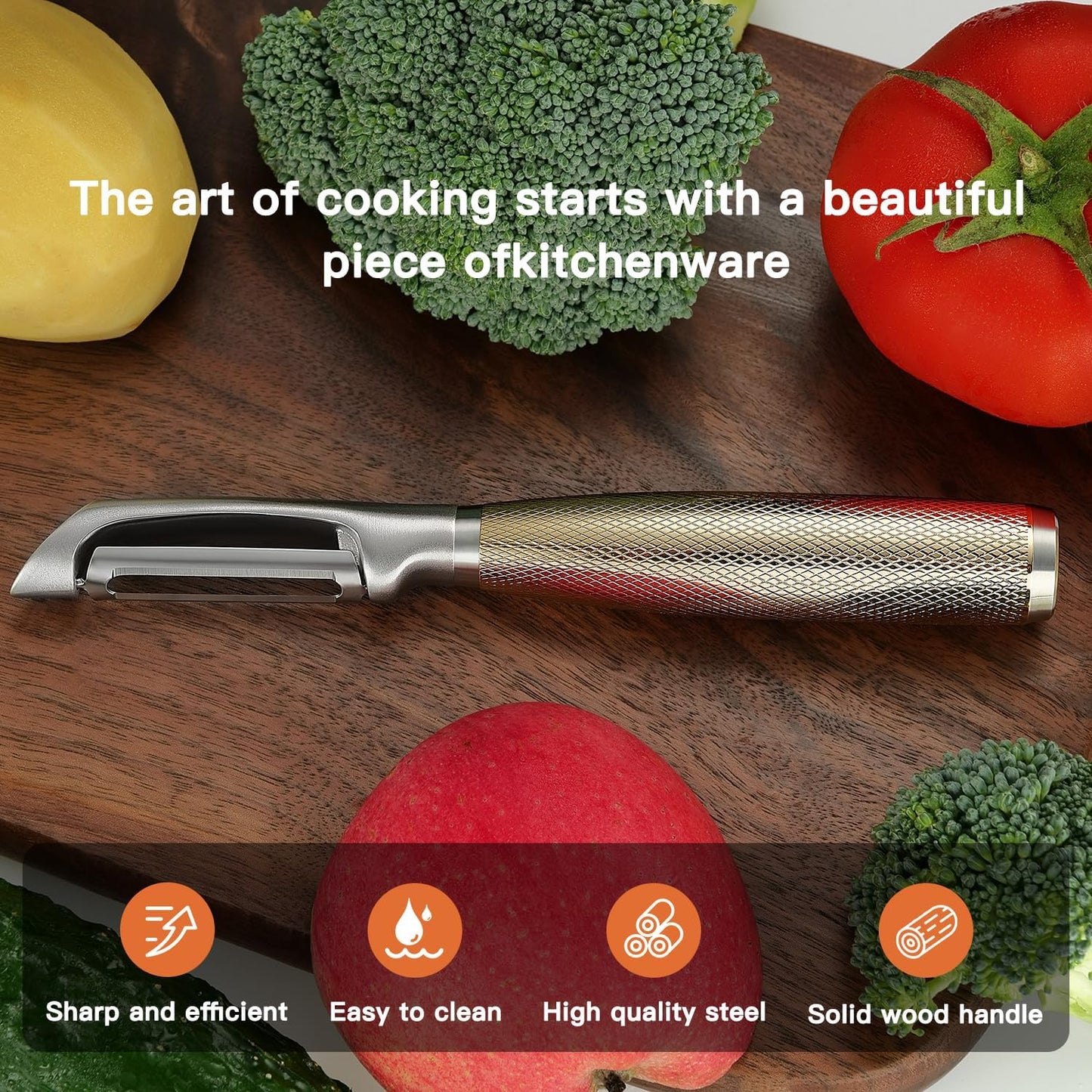 KULUNER Luxury I-Type Vegetable Peeler – 24K Gold Plated Handle, 304 Stainless Steel Ultra Sharp Blade, Ideal for Potatoes, Apples, and Other Fruits & Vegetables