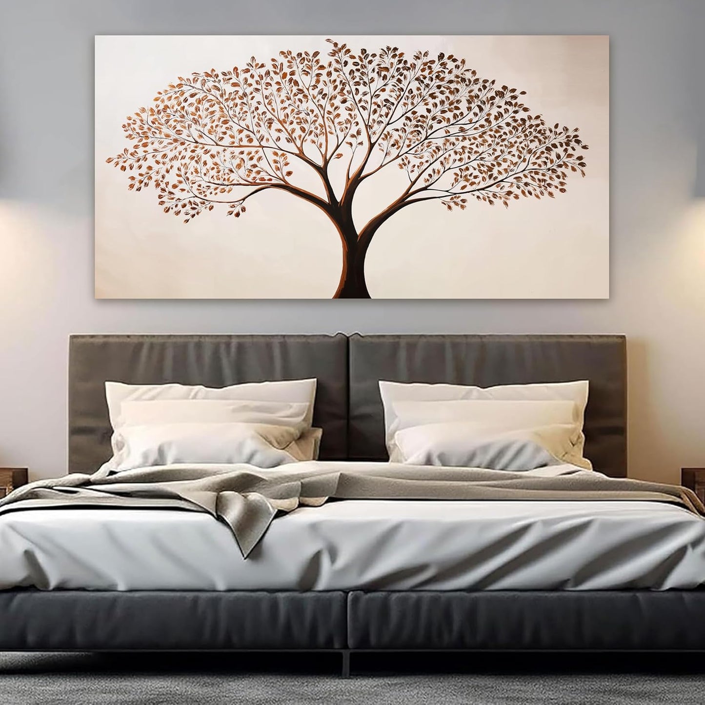Canvas Art Wall Decor Modern Tree of Life Wall Art Prints Minimalist Botanical Wall Art Decorations Large Wall Art for Living Room Browm Artwork for Walls Bedroom Office Decor Aesthetic 24" X 48"