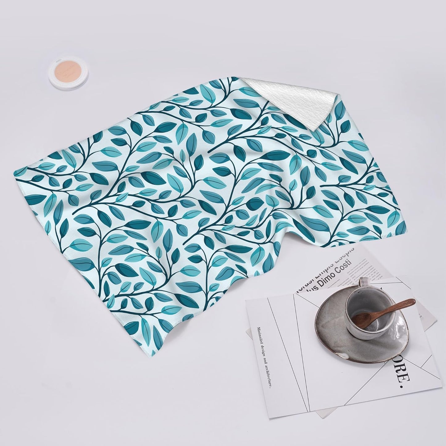 Green Leaves Kitchen Towels Decorative Set 2, Cute Botanic Hand Towels Tea Towels, Soft Absorbent Dish Towels for Kitchen Baking Farmhouse Bathroom Spring Summer Kitchen Decor