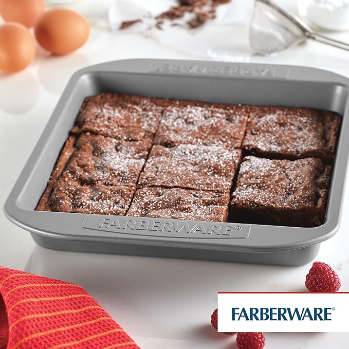 Farberware Nonstick Bakeware 9-Inch Square Cake Pan, Gray