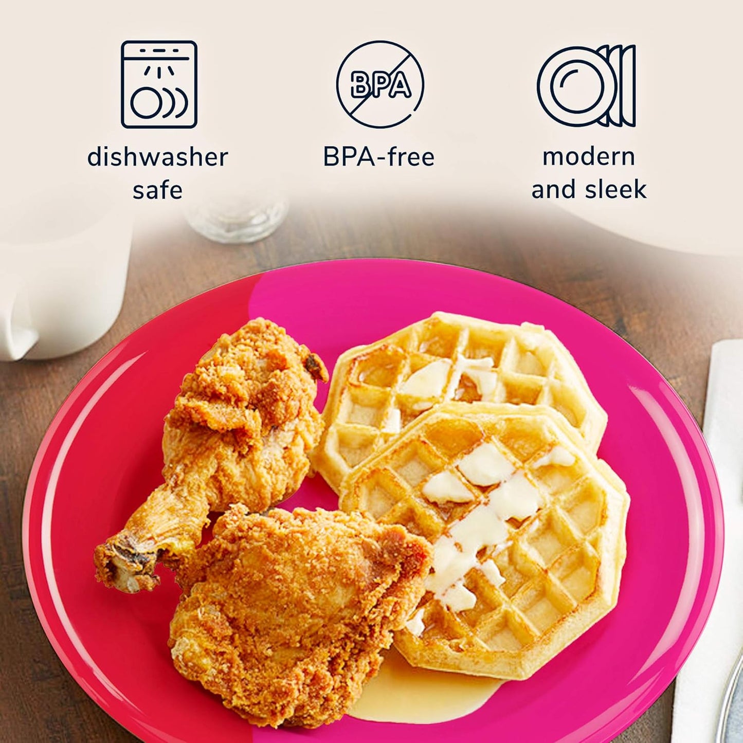 Melamine Dinner Plates | Durable Unbreakable Melamine Plate | Shatter-Proof and Chip-Resistant | Dishwasher Safe, BPA Free | Lightweight Dinnerware Set of 4 | Perfect for Parties, Picnics, BBQ | 11 In