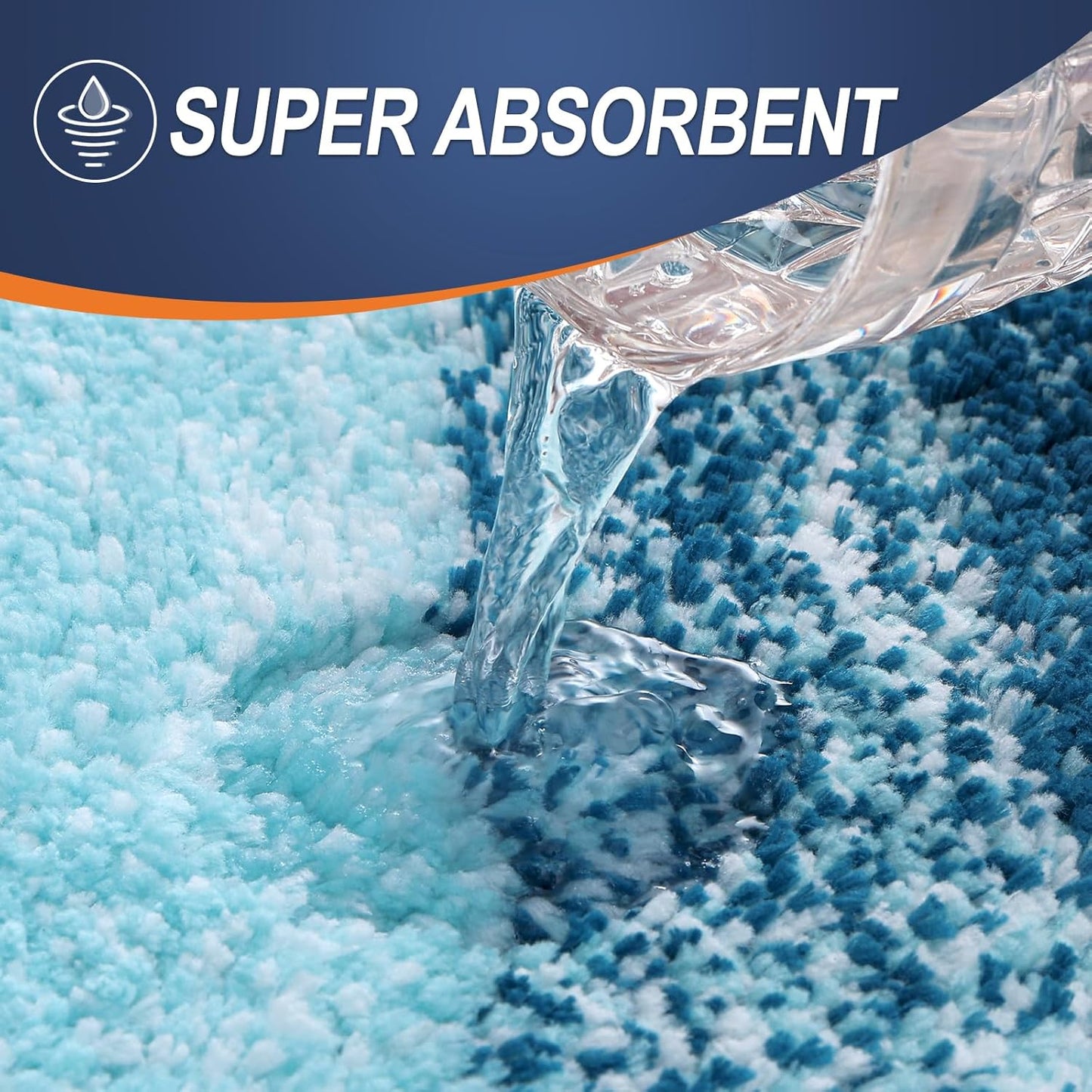 OLANLY Bathroom Rug Set 2 Piece, Soft Absorbent Microfiber Bath Mats and U-Shaped Contour Toilet Rug, Non-Slip, Machine Wash Dry, Plush Shaggy Bath Mats for Bathroom (24"x16"+24"x20", Peacock Blue)