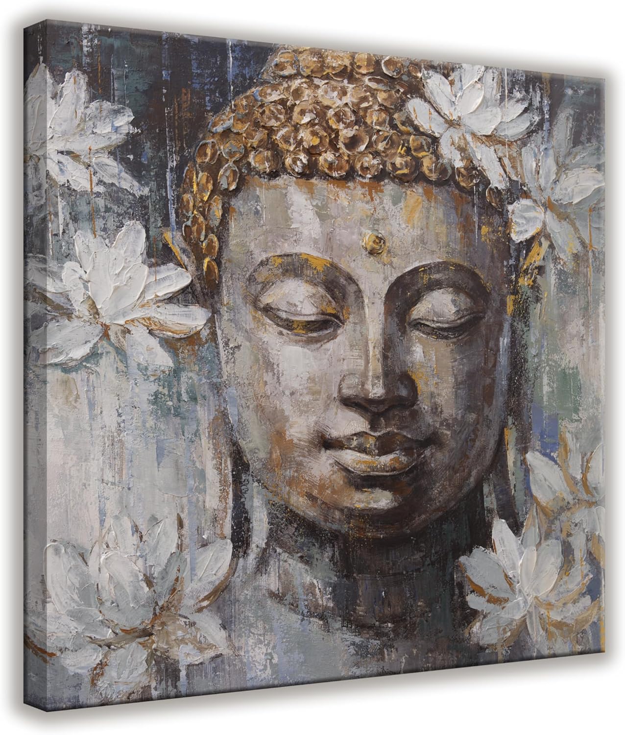 Canvas Wall Art Brown Wall Art Decor Buddha Wall Decor Aesthetic Art Work for Wall Decor 13"x13" Modern Home Decor Wall Prints Small Wall Art Decor for Bedroom Bathroom Room Kitchen Wall Decor