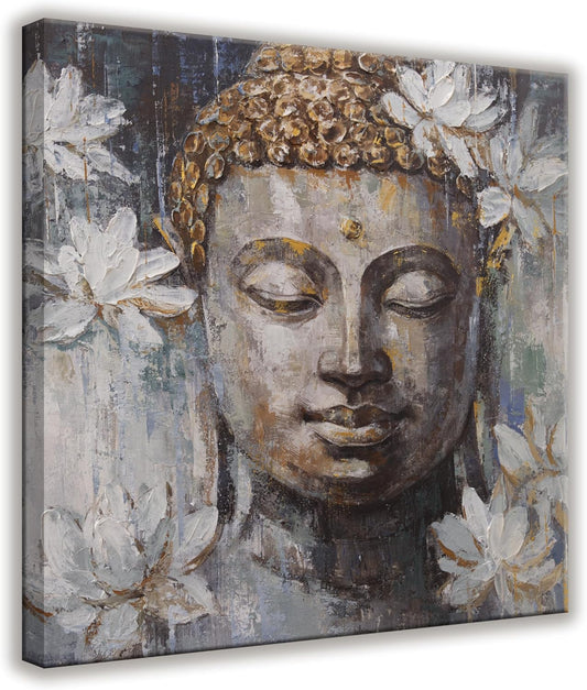 Canvas Wall Art Brown Wall Art Decor Buddha Wall Decor Aesthetic Art Work for Wall Decor 13"x13" Modern Home Decor Wall Prints Small Wall Art Decor for Bedroom Bathroom Room Kitchen Wall Decor