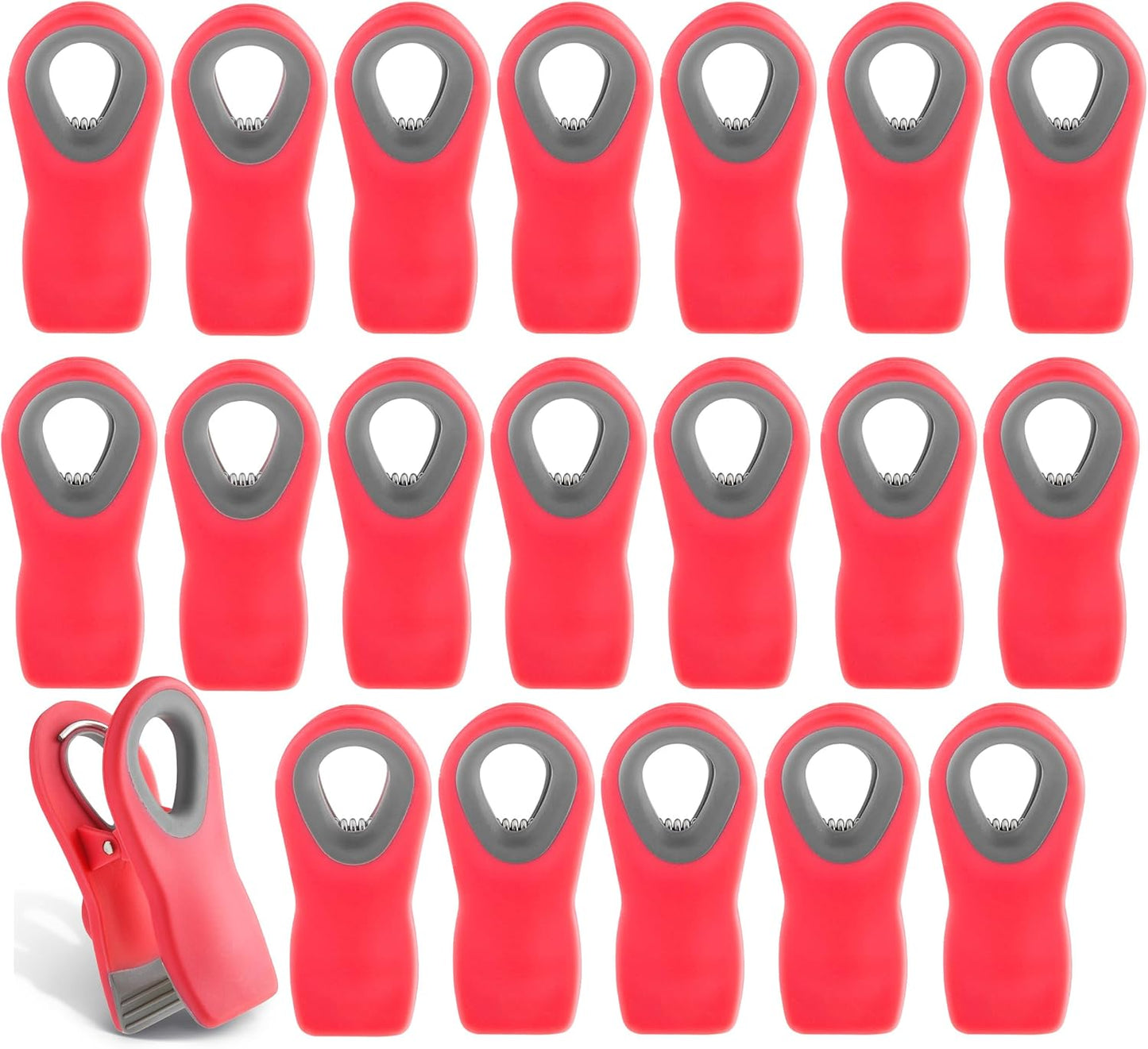 COOK WITH COLOR Bag Clips with Magnet- Food Clips, Chip Clips, Bag Clips for Food Storage with Airtight Seal Grip for Bread Bags, Snack Bags and Food Bags (Red, Pack of 20)