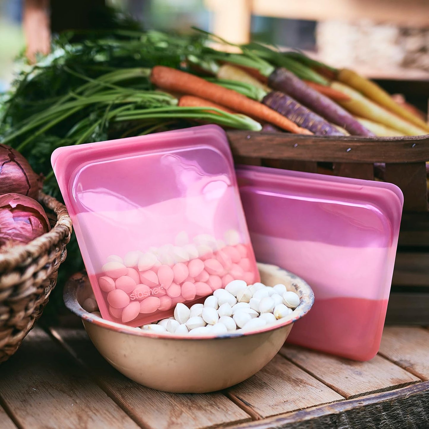 Stasher Premium Silicone Reusable Food Storage Sandwich Bag, Coral Triangle, Microwave, Sous Vide, Dishwasher, Oven and Freezer Safe, BPA Free, Leak-free, Eco-friendly, 28 Oz