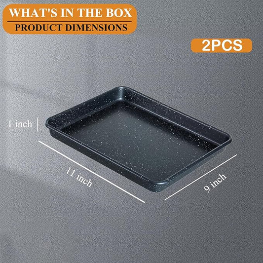 11 Inch Nonstick Baking Sheets Set of 2, Carbon Steel Cookie Sheets for Baking, Heavy Duty & Stackable Baking Pans for Oven, Non Toxic & Easy Clean, 11x9 Inch Baking Trays