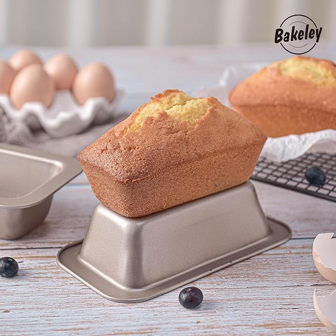 2 Pcs 6-Inch Mini Banana Bread Loaf Pan, Non-Stick Baking Bread Pan, Carbon Steel Bakeware Set of 2, Mini Meatloaf Pan,7.2" x 4.1" x 1.9" (Champagne Gold)