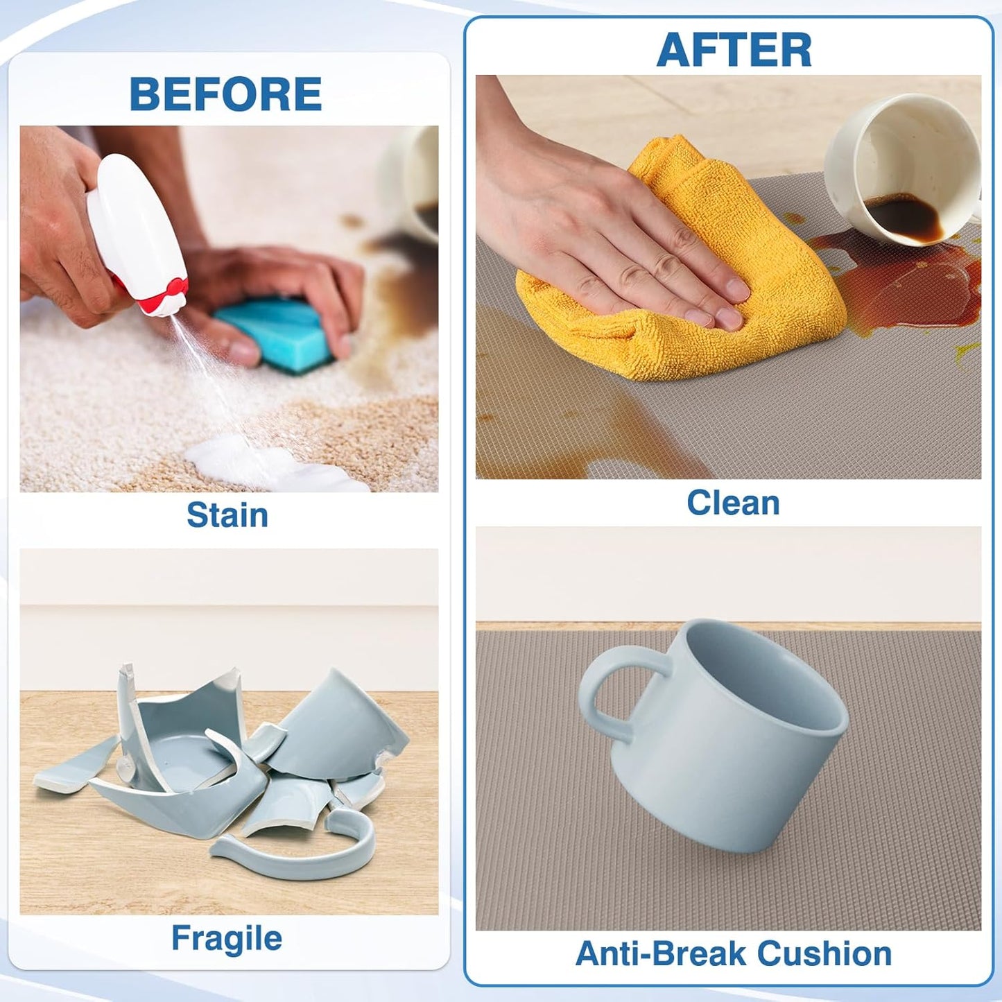 StepRite Kitchen Mats, 2PCS Kitchen Rugs, Cushioned Anti Fatigue Kitchen Mats for Floor, Non-Slip Standing Desk Mat, Waterproof Kitchen Rug Set for Kitchen, Floor, Office, 17.3"x30"+17.3"x59", Khaki