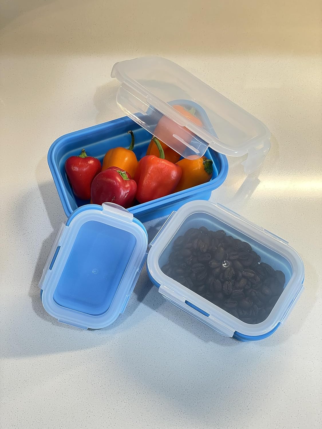 Collapsible Silicone Food Storage Container Combo pack
