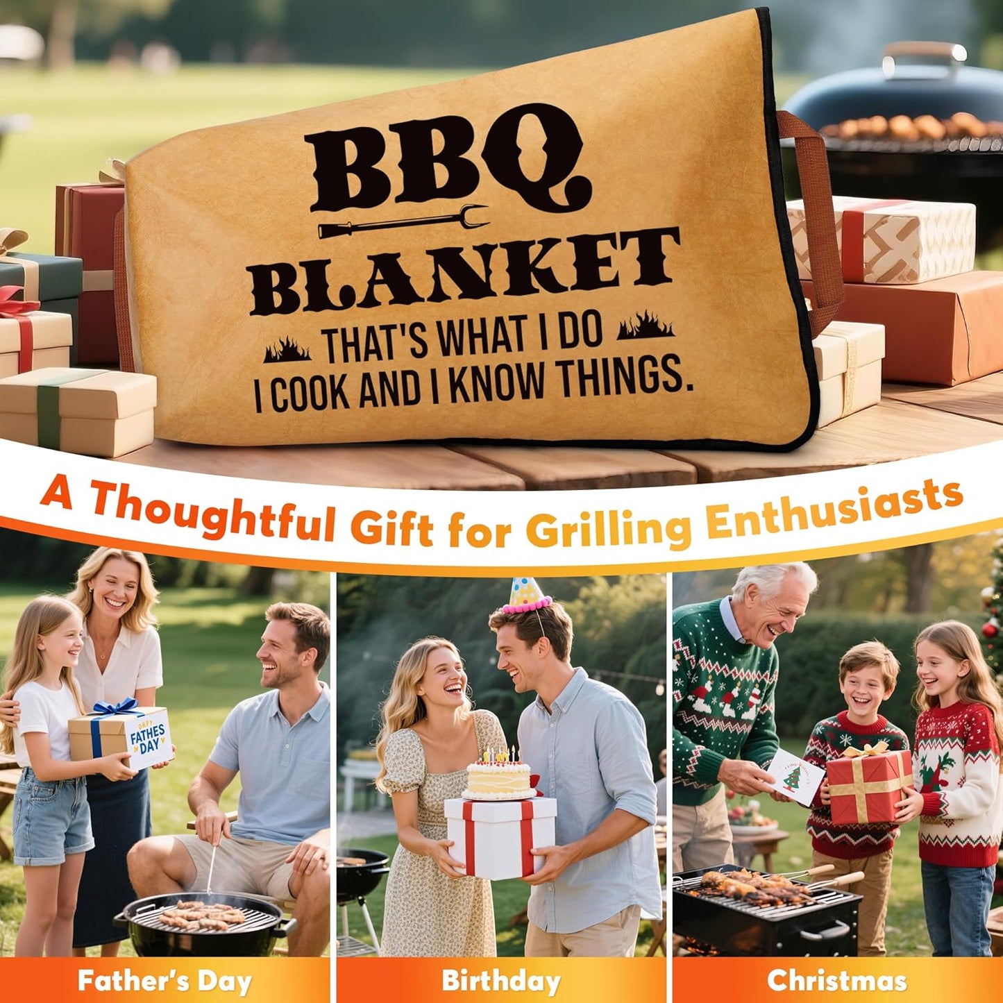 BBQ Blanket for Resting Meat, 21IN Meat Resting Blanket Bag Men Gifts for, Dad, Papa, Husband Insulated Reusable Smoker Grilling Meat Wide Mouth Bag, BBQ Accessories for Large Beef/Brisket/Turkey