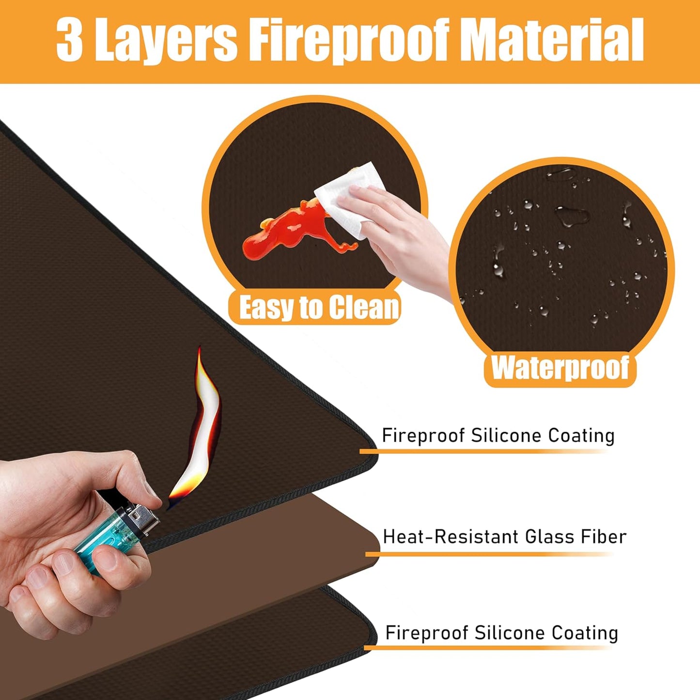Heat Resistant Mat for Air Fryer, 16 x 24in Countertop Protector, Fireproof Silicone Appliance Slider for Coffee Maker, Toaster, Oven - Brown