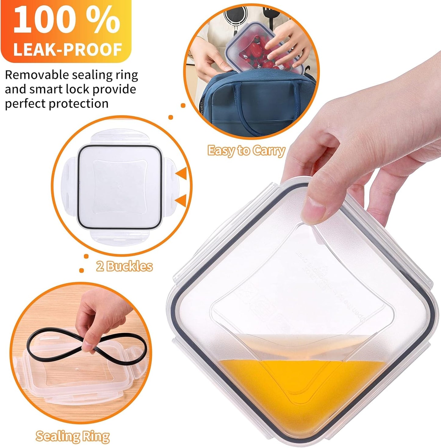 44 PCS Plastic Food Storage Containers with Lids Airtight, BPA-Free Leakproof Meal Prep Containers Reusable,Microwave & Dishwasher & Freezer Safe,Includes Labels & Pen