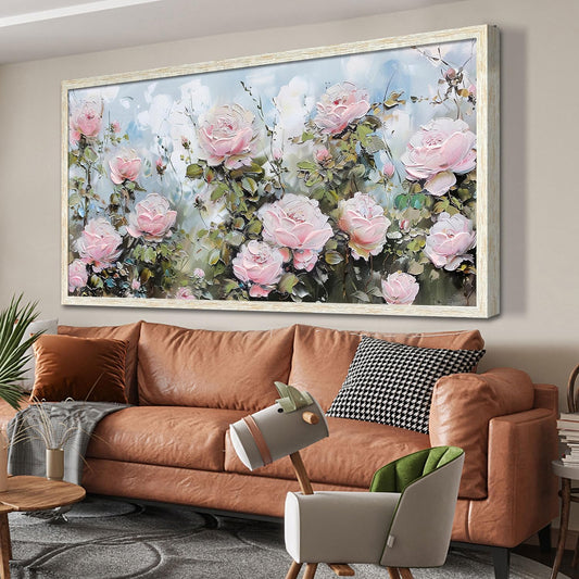 Ardemy Rose Canvas Wall Art for Living Room Floral Framed Pictures Wall Decor Extra Large Paintings Flower Textured Bedroom Artwork Dining Room Home Office Kitchen,58"x29"