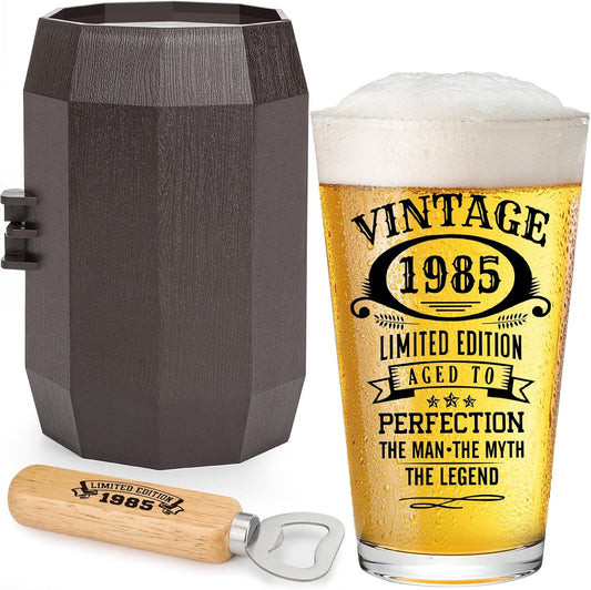 40th Birthday Gifts For Men 1985 Vintage Beer Glass 40 Year Old Birthday Decorations For Him 40th Bday Funny 40th Birthday Gifts Idea For Man Over 40 - Turning 40