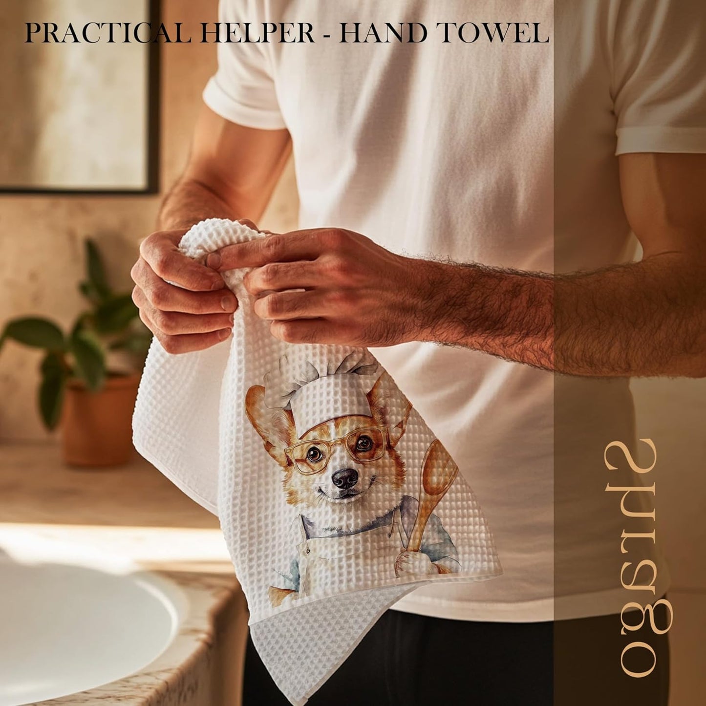 Funny Corgi Dog Kitchen Towels, Gifts for Corgi Lovers Women Men Dish Tea Towels for Kitchen, Dog Lovers Mom Dad Owner Gifts Decorative Hand Towels, 16x24 Inch