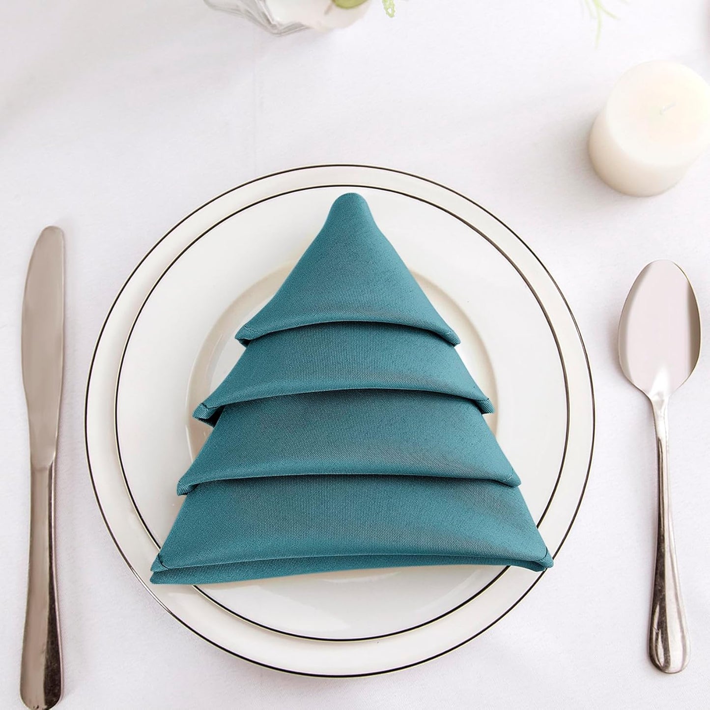 Bailarina Cloth Napkins Set of 40,17x17 inches Dinner Napkins Cloth Washable,Polyester Square Table Cloth Napkin Bulk with Hemmed Edges Ideal for Banquets, Parties and Weddings-Peacock Blue