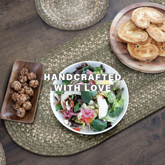 Homespice Grey Cloud Jute Braided Oval Table Runner,Warm Country Decor, Grey 11x36 - Farmhouse Dining Table Accessories - Rich Colors, Easy to Clean, Durable and Protects Furniture