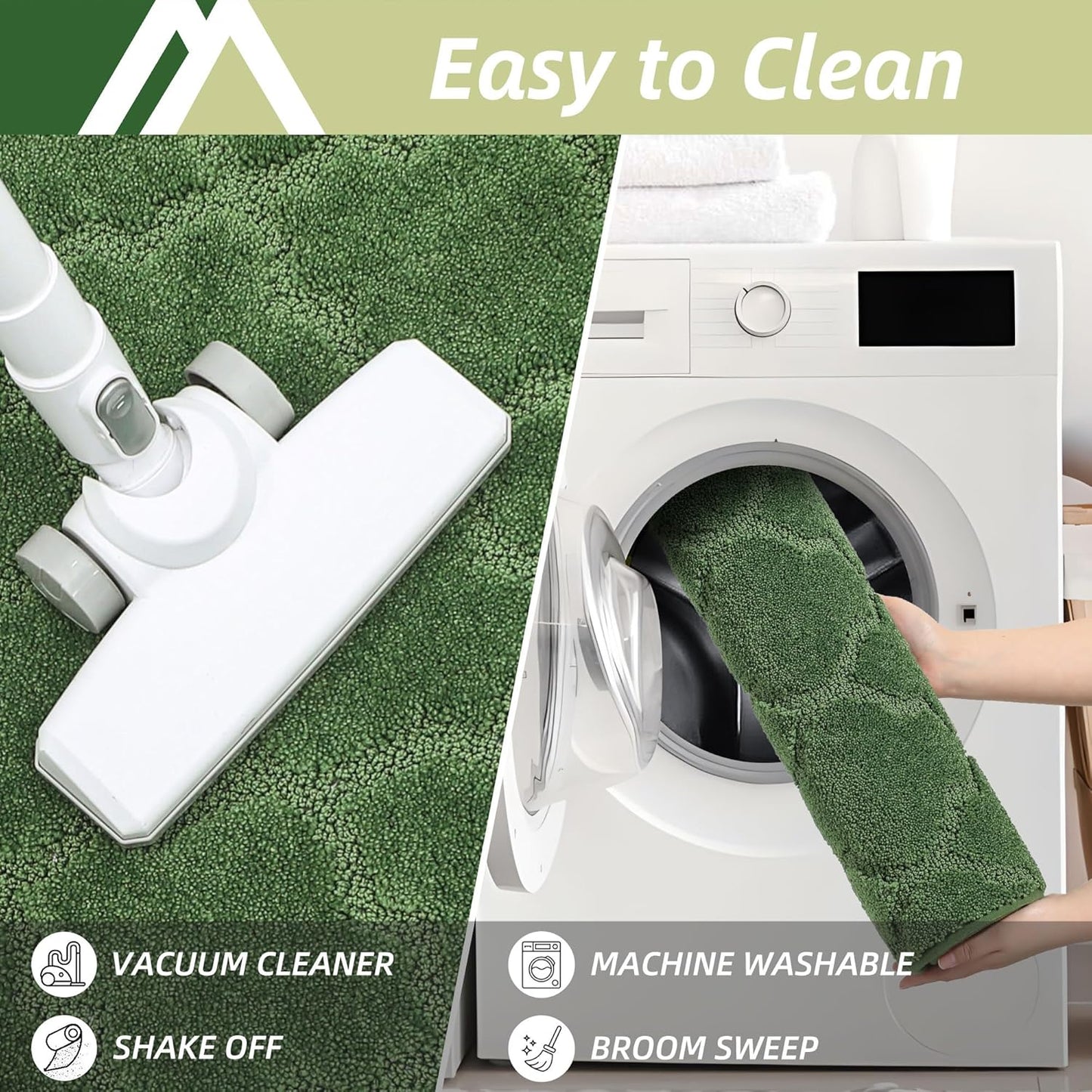 COSY HOMEER Soft Kitchen Floor Mats for in Front of Sink Super Absorbent Kitchen Rugs and Mats 20"x79" Non-Skid Kitchen Mat Standing Mat Washable,Polyester,Green