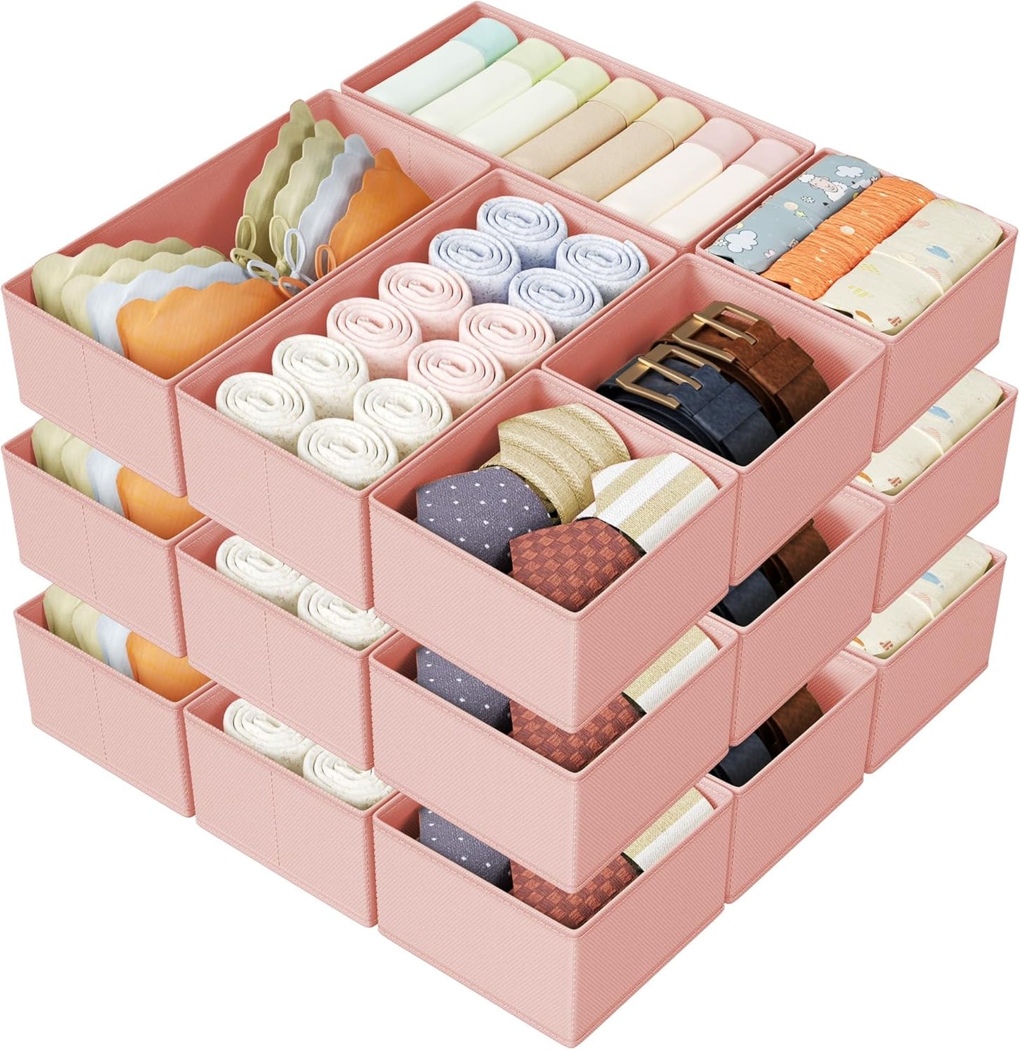 DIMJ Drawer Organizer Clothes Storage - 18 Pack Baby Dresser Organizer for Nursery, Foldable Drawer Dividers for Bedroom Closet Organization, Fabric Storage Bins for Socks, Underwears, Bras