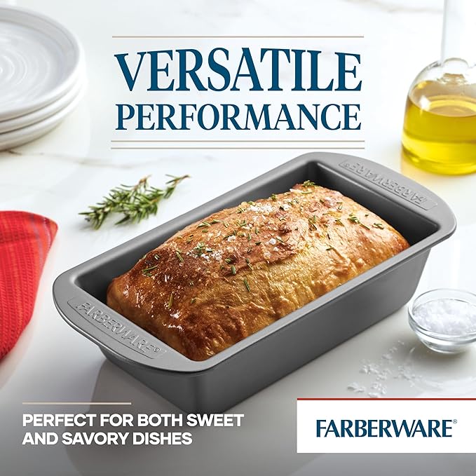 Farberware Nonstick Bakeware 9-Inch x 5-Inch Loaf Pan, Gray -
