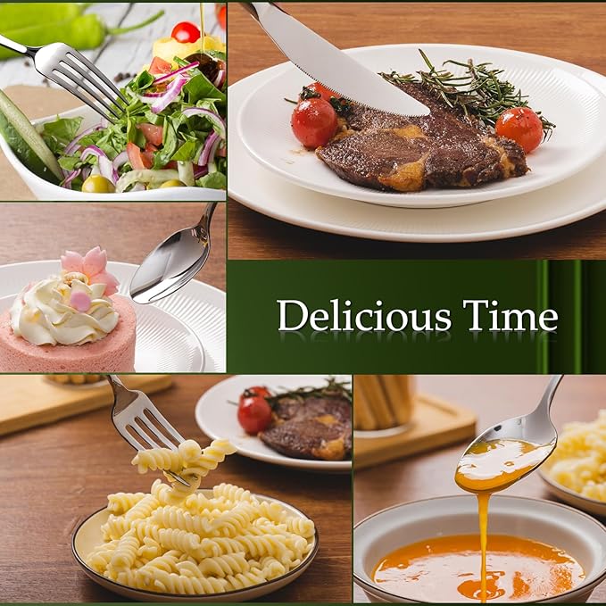 Aisoso 60-Piece High-End Silverware Set with Forks Spoons and Knives, Stainless Steel Serving Utensils for 12 with Mirror Finished Handle, Durability and Dishwasher Safe for Restaurant, Weddings