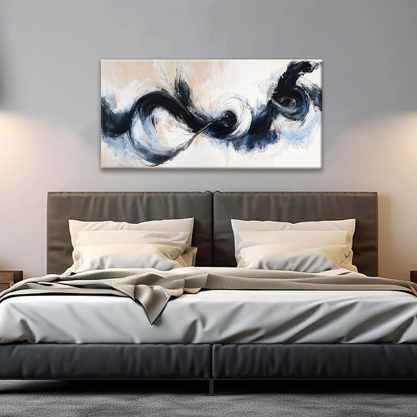 Suconvng Black And White Abstract Wall Art Print Painting Canvas Art Wall Decor Artwork Graffiti Abstract Wall Decor Pictures For Bedroom Kitchen Office Artwork 20 X 40 Inch Ready To Hang