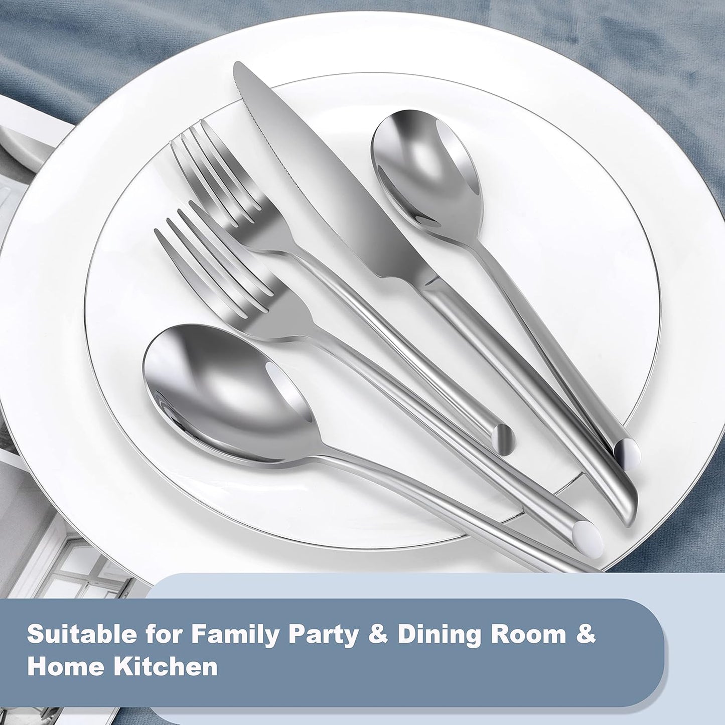 DEACORY Silverware Set Flatware Set Stainless Steel Cutlery Set with Streamlied Handle Mirror Finished Heavy 20 Pieces Home Kitchen Daily Use Wedding Housewarming Gift Dishwasher Safe Service for 4