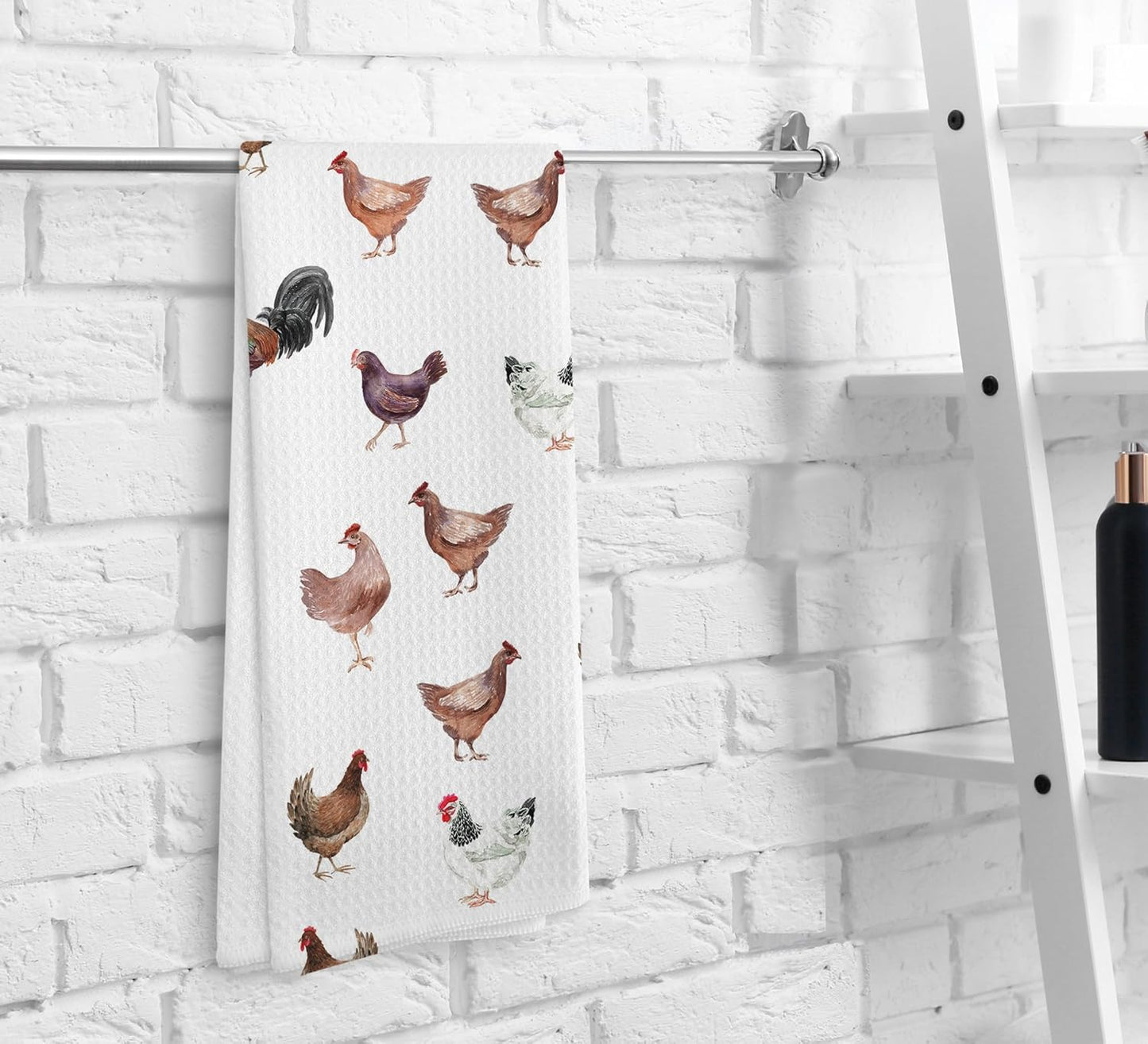 Chicken Kitchen Towels and Dishcloths, Rooster Decorative Towels, 1624 Inches