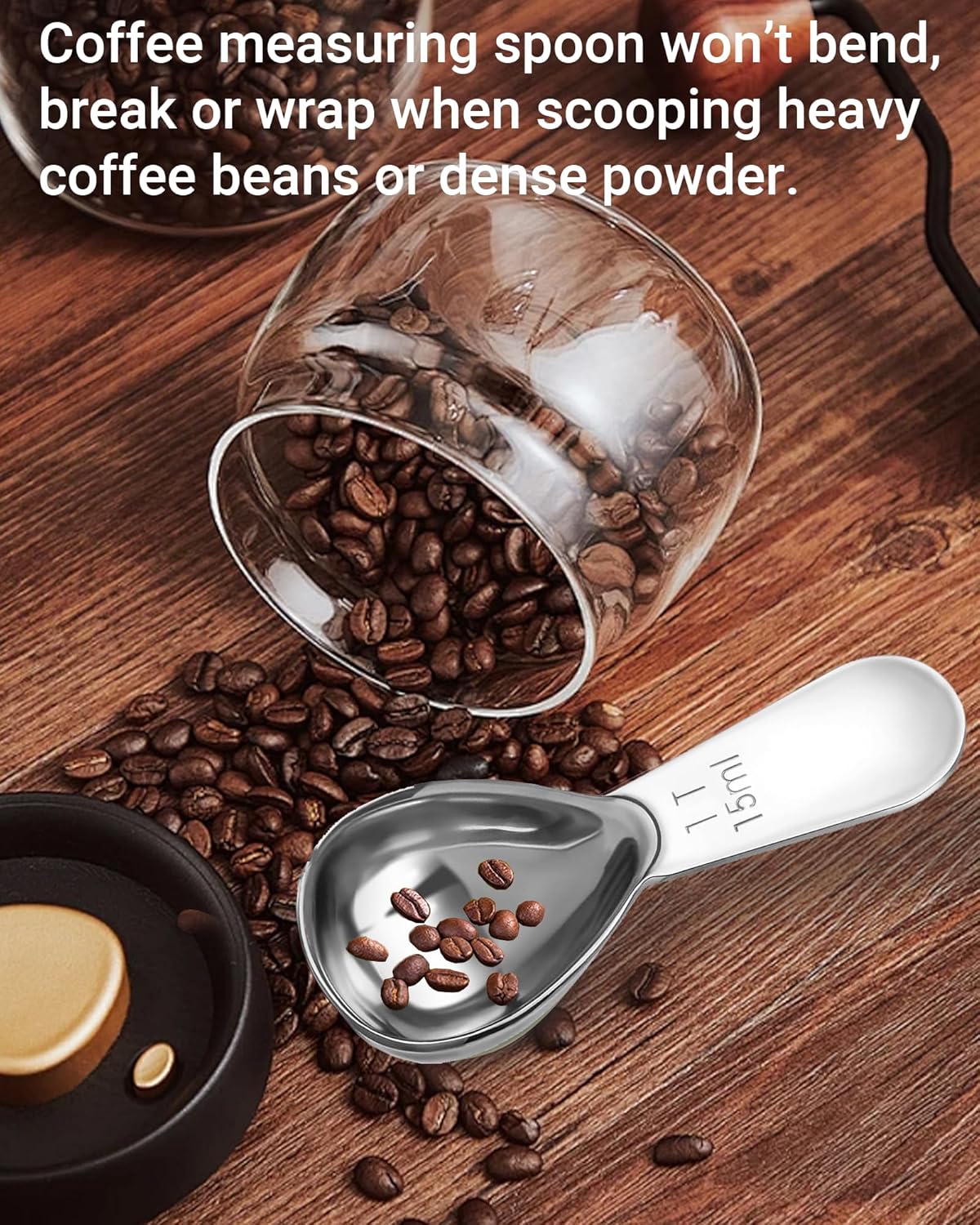 Coffee Scoop 15ml 2PCS, 1 Tablespoon Measuring Spoons, Ergonomics Design Coffee Scooper Stainless Steel Manufacture，Coffee Scoop for Ground Coffee Protein Powder Sugar Cereal (Silver, 1 tbsp-15ml)