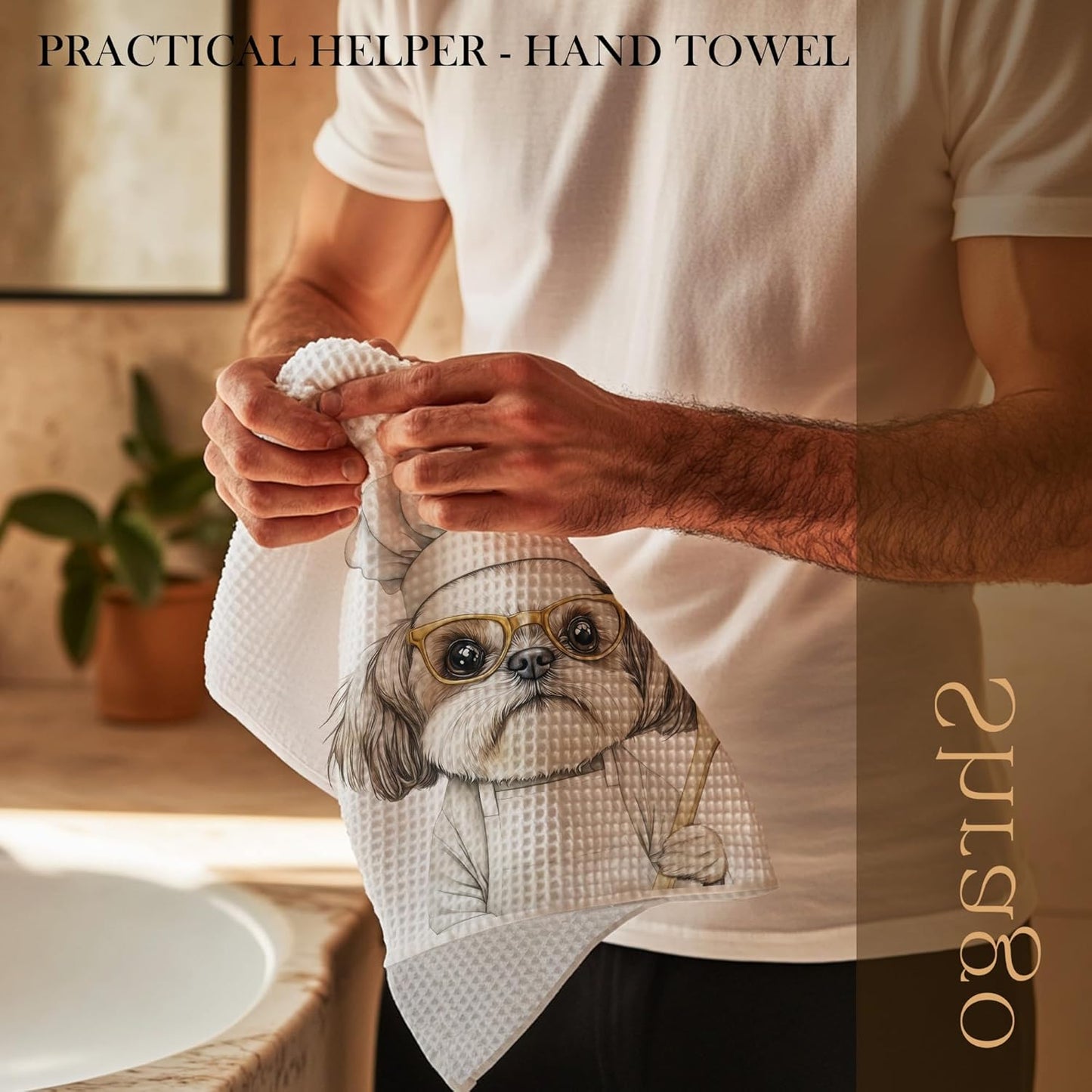 Funny Shih Tzu Chef Kitchen Towels, Gifts for Chefs Dish Tea Towels for Kitchen, Shih Tzu Gifts for Women Men Decorative Hand Towel, Dog Mom Dad Gifts, 16x24 Inch