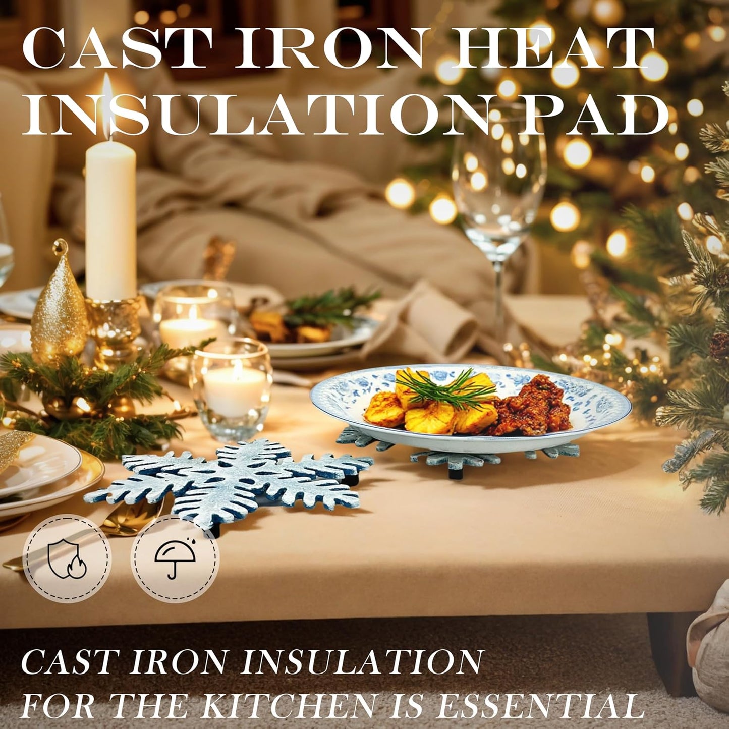 2 Pack Snowflake Trivets for Hot Dishes, Heat Resistant Metal Trivet for Countertops, Christmas Decorative Trivets for Holiday&Christmas Decorations for Kitchen