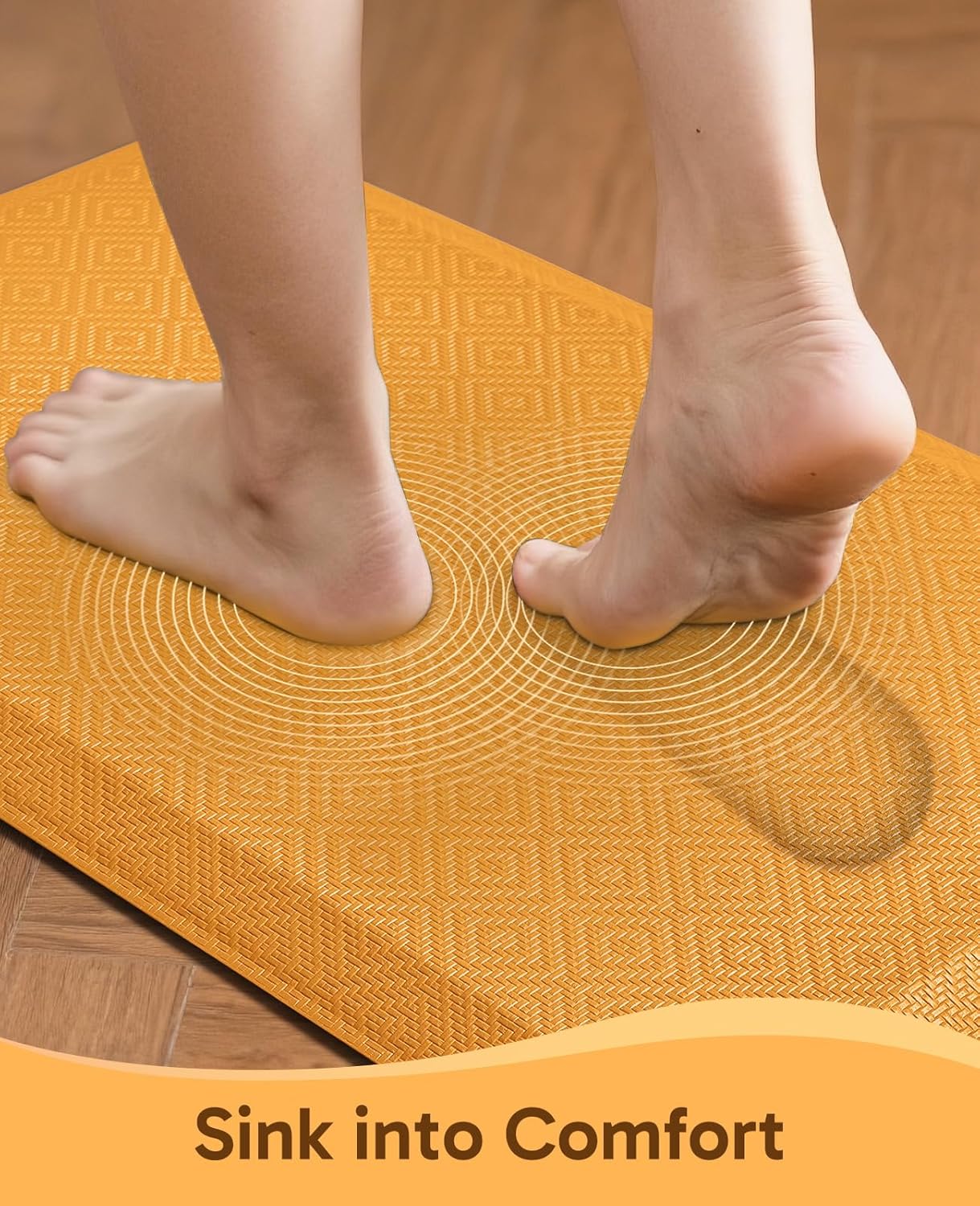 Ophanie Kitchen mats for Floor, 3/4 inch Thick, Kitchen Rugs, 20''x39'' Anti Fatigue Standing Cushioned Mat, Waterproof,Comfort Ergonomic mat for Office, Home, Sink,Yellow Non-Slip Bottom
