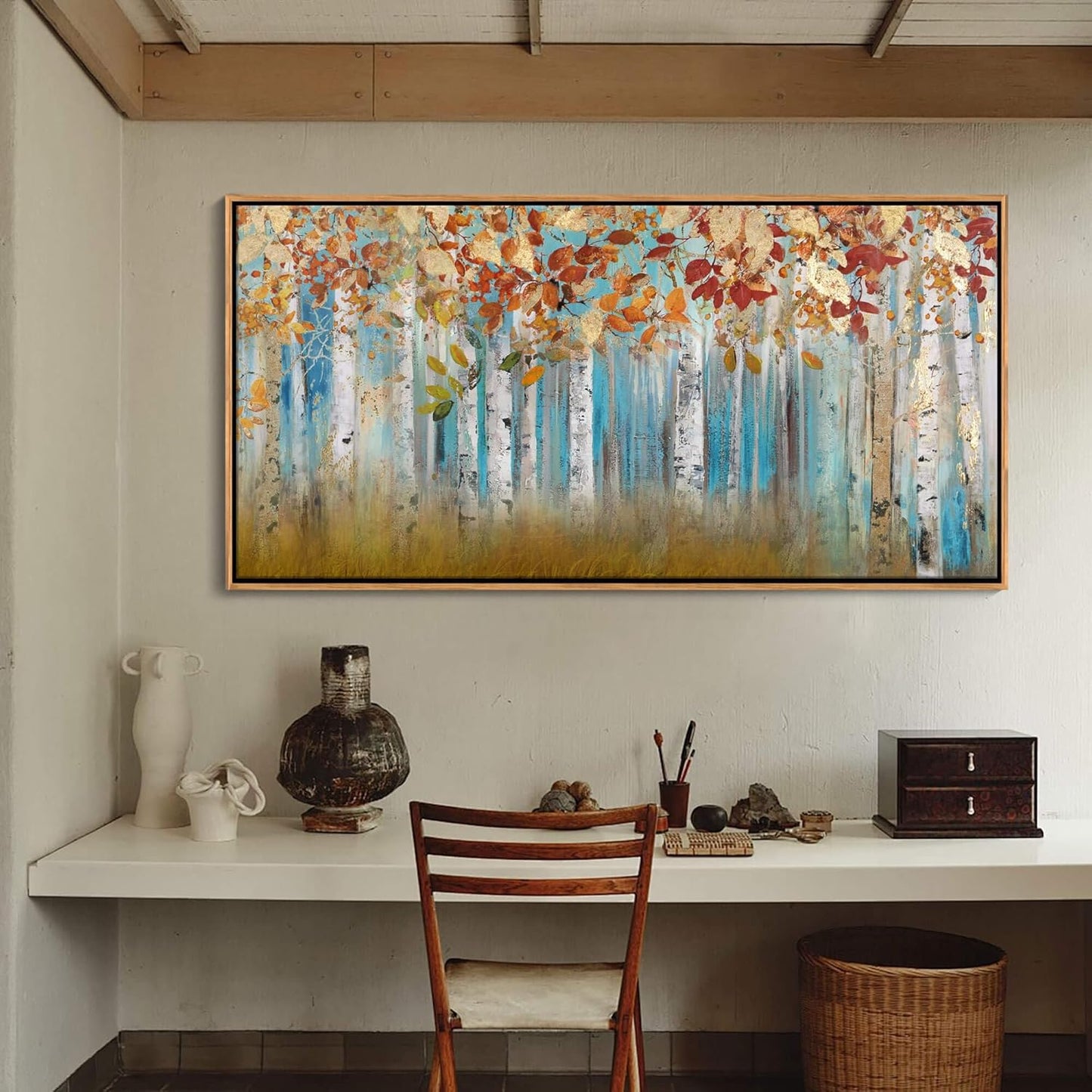 YCPRIMER Birch Tree Canvas Wall Art Landscape Yellow Picture Wall Decor for Living Room Large Bedroom Wall Decor Above Bed Artwork for Walls 29×58IN