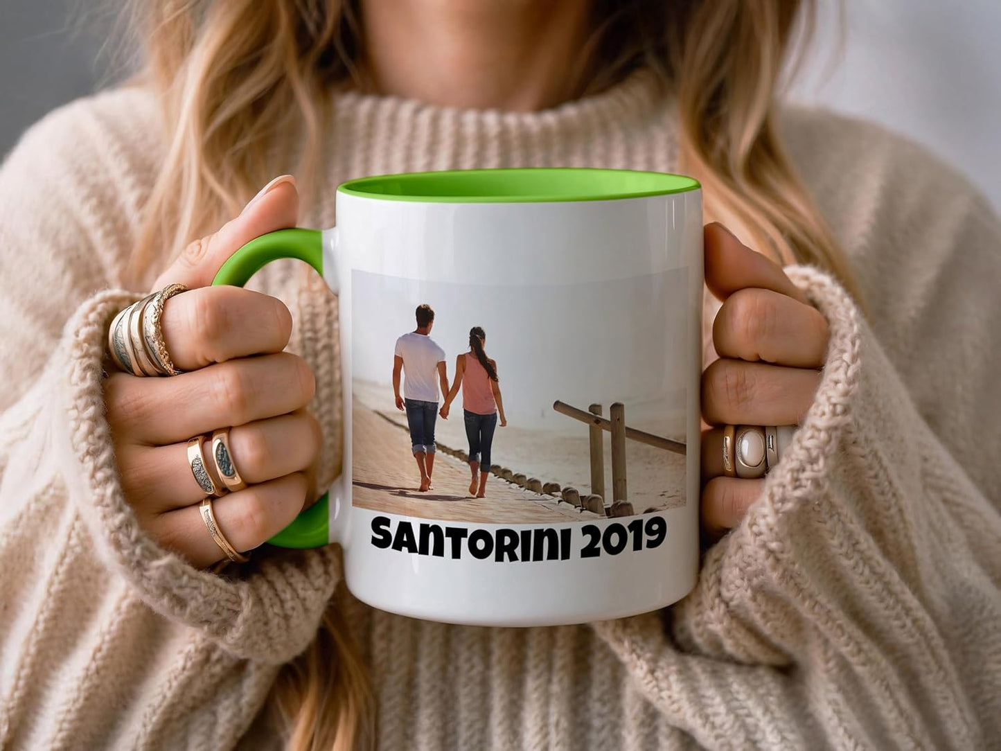 Personalized Coffee Mug | Custom Photo, Text, or Logo Cup (11oz, Lime Green Rim, Inner, and Handle) |Dishwasher & Microwave Safe |Unique Gift for Men & Women –Taza Personalizada